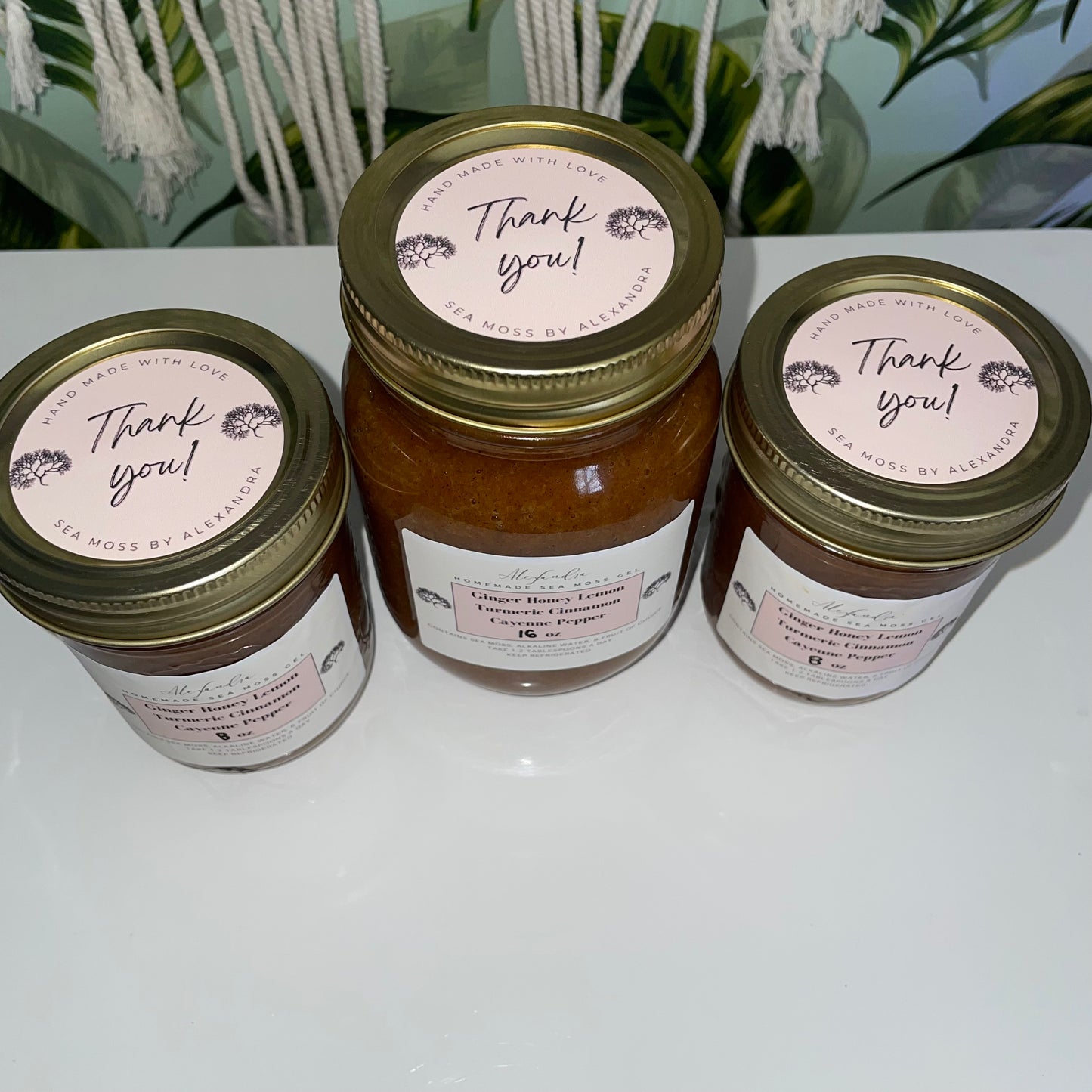 Ginger Honey Lemon Cayenne Pepper Cinnamon Turmeric Sea Moss Gel